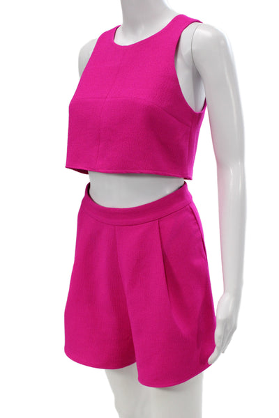 Black Halo Womens Tank Top Pleated Font Shorts Set Fuchsia Pink Size 4