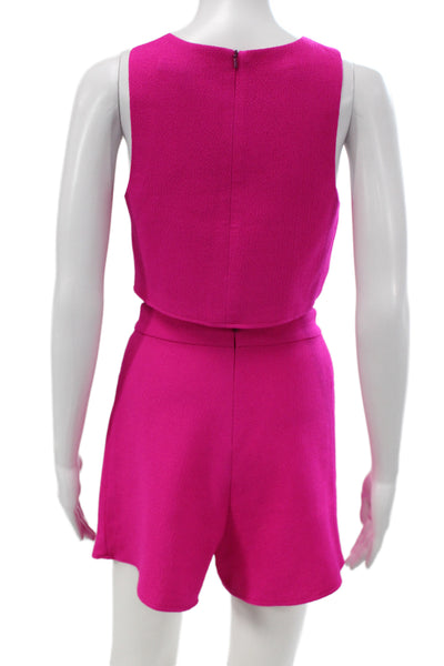 Black Halo Womens Tank Top Pleated Font Shorts Set Fuchsia Pink Size 4