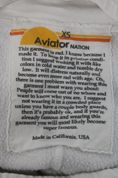 Aviator Nation Women White Striped Drawstring Jogger Sweatpants Size XS