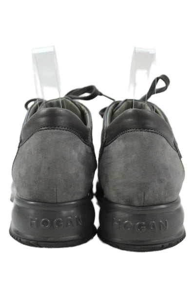 Hogan Womens Crystal Detail Suede Leather Sneakers Shoes Gray Size 9