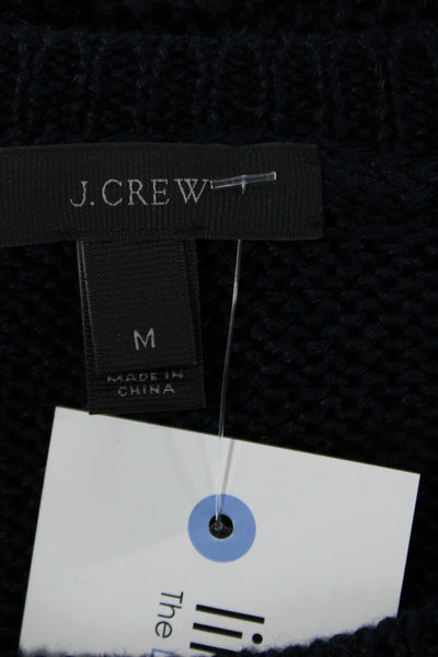 J Crew Unisex Dark Blue Linen Pullover Sweater Crew Neck Long Sleeve Size M