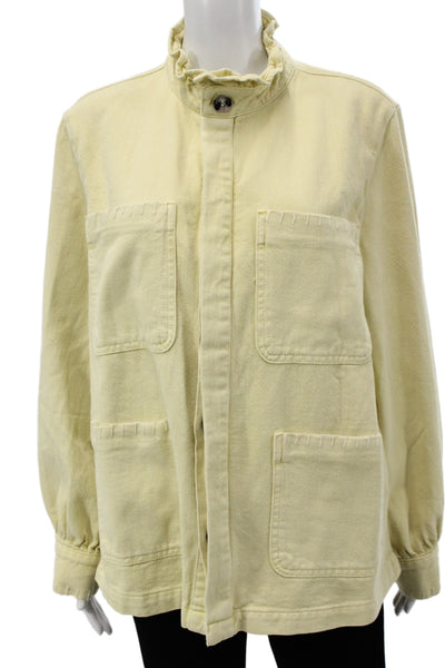 Seventy + Mochi Women High Neck Button Beige Cotton Jacket Size M