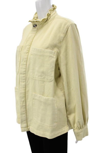 Seventy + Mochi Women High Neck Button Beige Cotton Jacket Size M