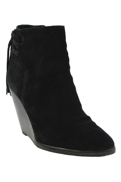 The Frye Company Women's Leather  Fringed Wedge Ankle Boot Size 8.5