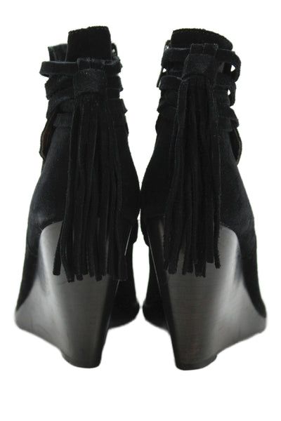 The Frye Company Women's Leather  Fringed Wedge Ankle Boot Size 8.5