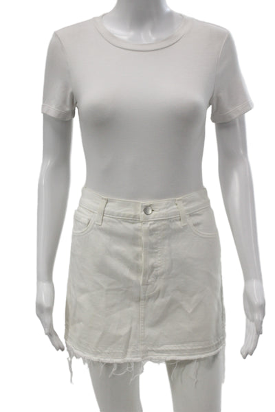 J Brand Womens White Mini Pencil Skirt Cotton Size 26