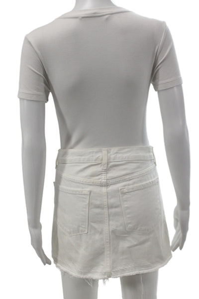 J Brand Womens White Mini Pencil Skirt Cotton Size 26