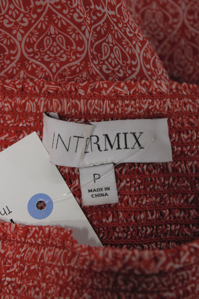 Intermix Women Red Paisley 100% Silk Mini Peasant Skirt Size 0P
