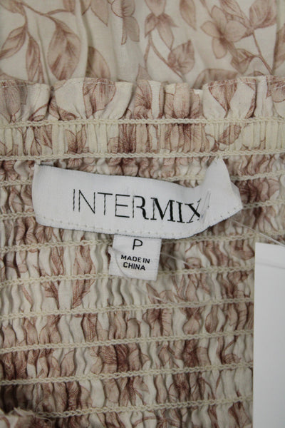 Intermix Women Peasant Midi Skirt Beige Floral Cotton Size PP