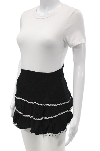 Muche Et Muchette Women Black Rayon Romper Short Sleeve Solid Size M