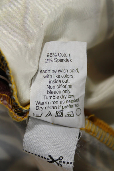 J Crew Unisex Yellow Graphic Print Shorts Cotton Spandex Hook & Eye Size 2