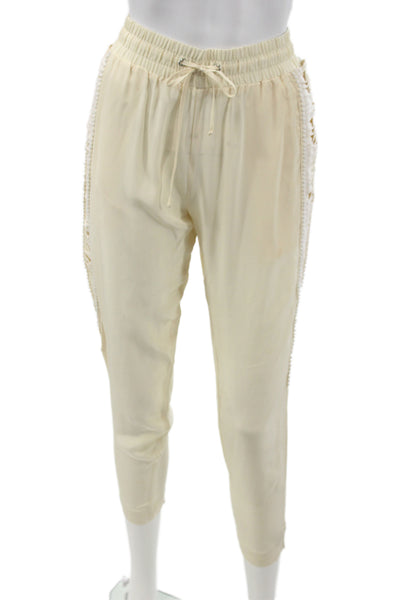Parker Women Jogger Sweatpants Beige Drawstring Polyester Bohemian Size S
