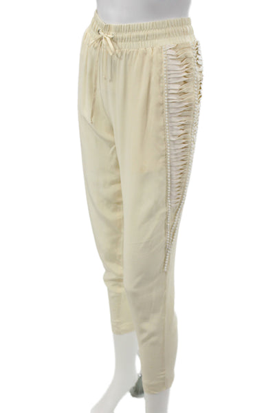 Parker Women Jogger Sweatpants Beige Drawstring Polyester Bohemian Size S