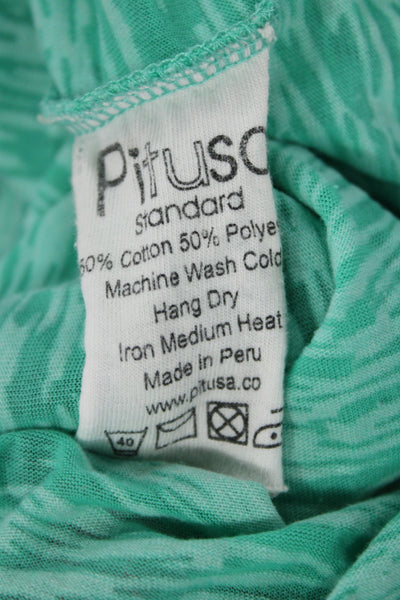 Pitusa Womens Green Cotton Polyester Short Sleeve Tunic Beach Size M
