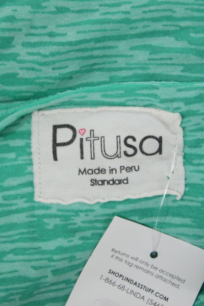 Pitusa Womens Green Cotton Polyester Short Sleeve Tunic Beach Size M