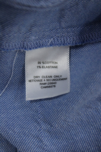 Intermix Women Light Blue Sleeveless High Neck Cotton Blouse Button Up Size PP