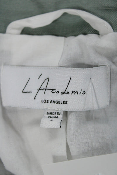 L Academie Womens Nylon Cropped Open Collard Blazer Green Size S