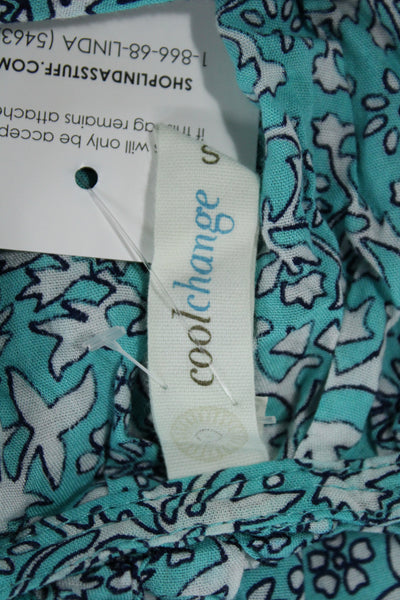 Cool Change Women Mini Sundress Blue Floral V-Neck Sleeveless Beach Size S