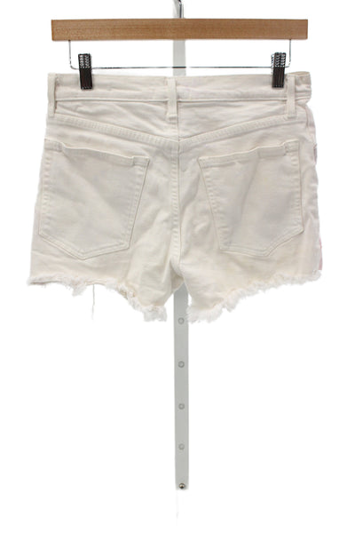 Frame Unisex White Cotton Beach Shorts Button Closure Size 27