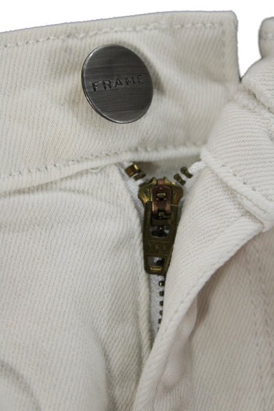 Frame Unisex White Cotton Beach Shorts Button Closure Size 27