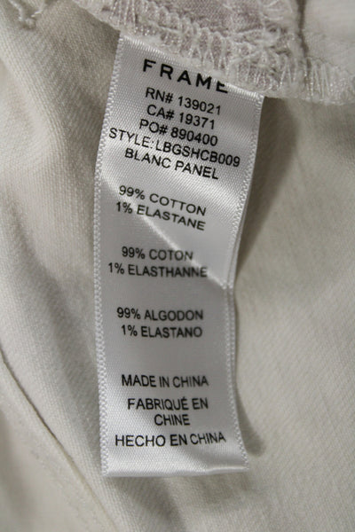 Frame Unisex White Cotton Beach Shorts Button Closure Size 27