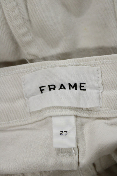 Frame Unisex White Cotton Beach Shorts Button Closure Size 27