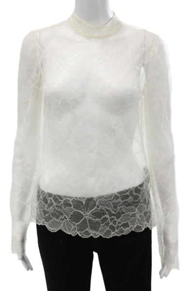 Frame Women White Mock Neck Long Sleeve Blouse Size XS