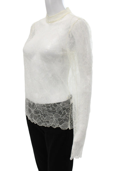 Frame Women White Mock Neck Long Sleeve Blouse Size XS