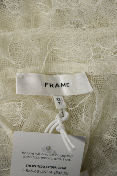 Frame Women White Mock Neck Long Sleeve Blouse Size XS