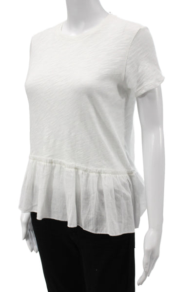 ATM Womens Basic Cotton Crew Neck Short Sleeve T Shirt White Size S