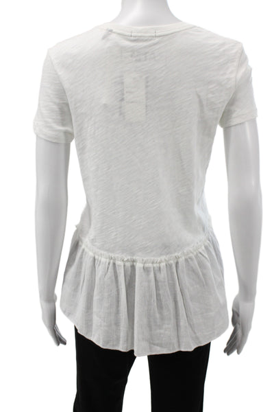 ATM Womens Basic Cotton Crew Neck Short Sleeve T Shirt White Size S