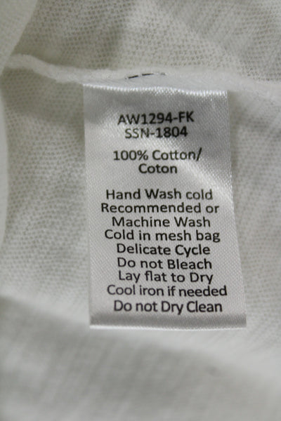 ATM Womens Basic Cotton Crew Neck Short Sleeve T Shirt White Size S