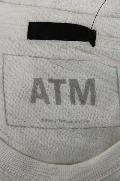 ATM Womens Basic Cotton Crew Neck Short Sleeve T Shirt White Size S