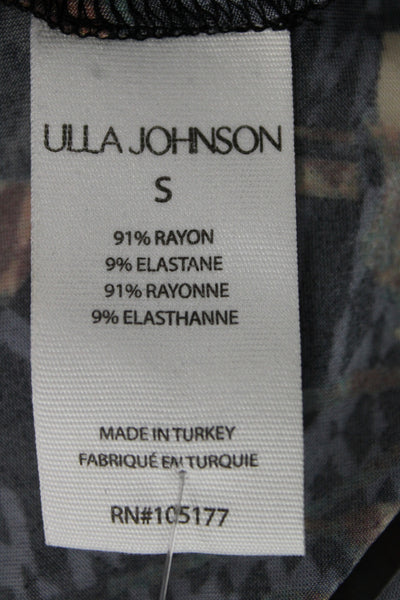 Ulla Johnson Women Black Floral Sleeveless Basic Tank Crew Neck Size S