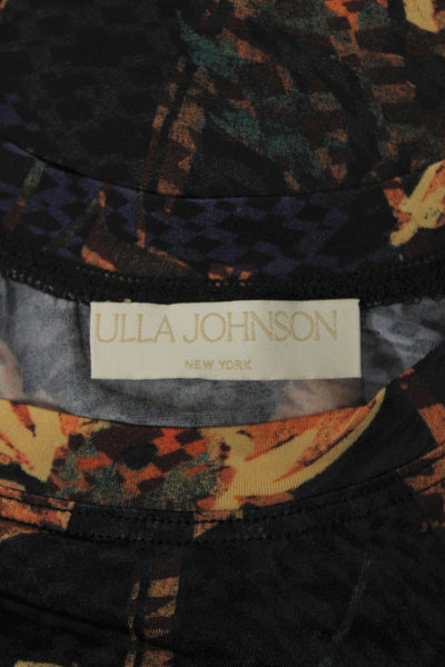 Ulla Johnson Women Black Floral Sleeveless Basic Tank Crew Neck Size S