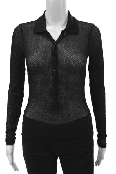 Frame Womens Collared Long Sleeve Black Button-Up Petite Top Size XS