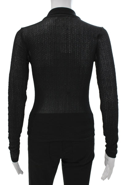 Frame Womens Collared Long Sleeve Black Button-Up Petite Top Size XS