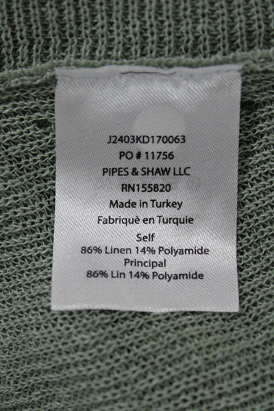 Veronica Beard Women Green Linen Sleeveless Crew Neck Basic Tank Size S