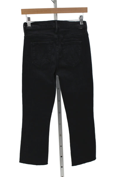 Mother Women Cropped Skinny Black Jeans Mid Rise Size 25