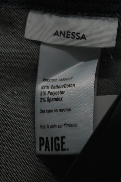 Paige Women Ankle Wide Leg Jeans Dark Blue Mid Rise Inseam 26 Size 24