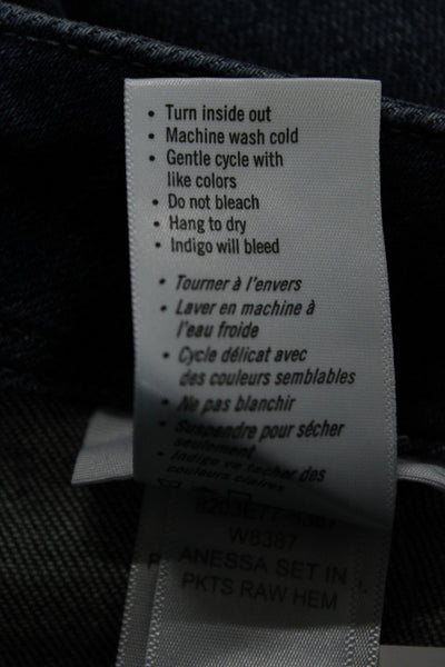 Paige Women Ankle Wide Leg Jeans Dark Blue Mid Rise Inseam 26 Size 24