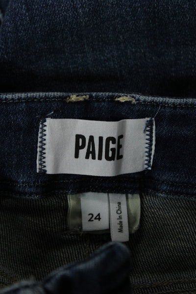Paige Women Ankle Wide Leg Jeans Dark Blue Mid Rise Inseam 26 Size 24