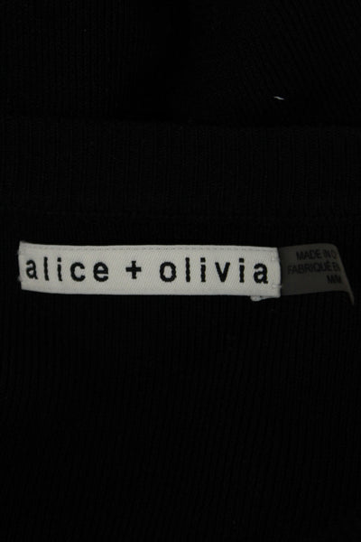 Alice + Olivia Womens Black Crew Neck Long Sleeve Sweater Designer Size M