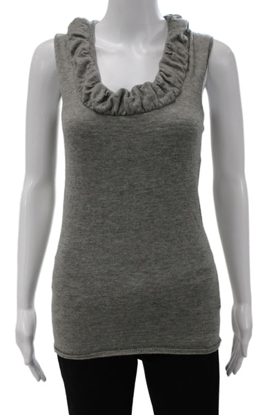 Lela Rose Womens 100% Cashmere Sleeveless Tank Round Neck Gray Size M