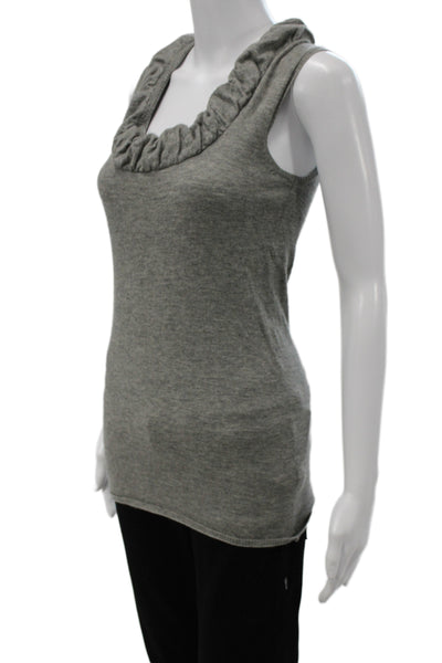 Lela Rose Womens 100% Cashmere Sleeveless Tank Round Neck Gray Size M
