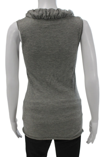 Lela Rose Womens 100% Cashmere Sleeveless Tank Round Neck Gray Size M