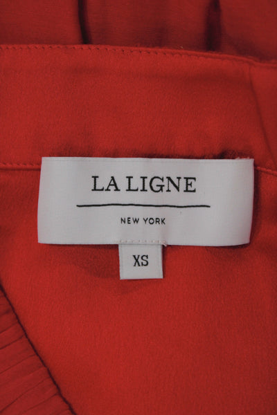 La Ligne Womens Red V-Neck Maxi Sundress Cotton Silk Drawstring Size XS