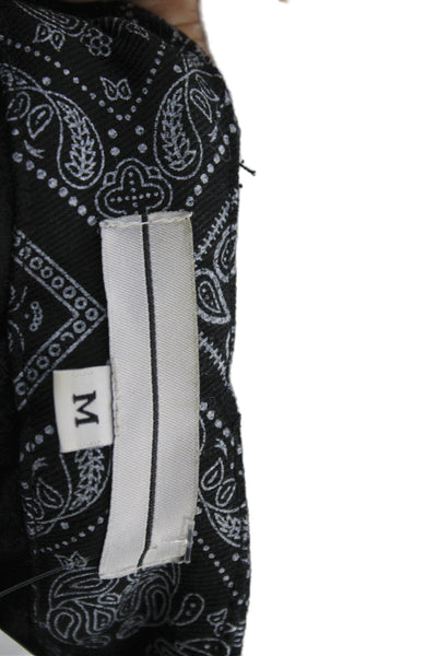 Line Unisex Cargo Jogger Pants Black Paisley Drawstring Bohemian Size M