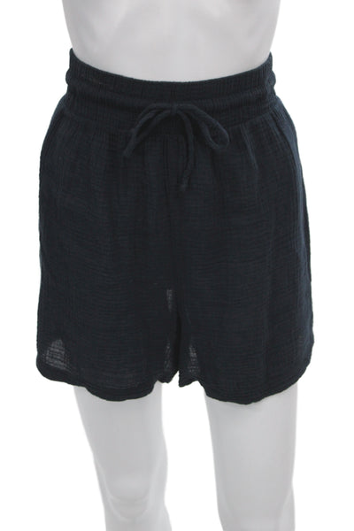 Stateside Unisex Cargo Shorts Black 100% Cotton Drawstring Beach Size M
