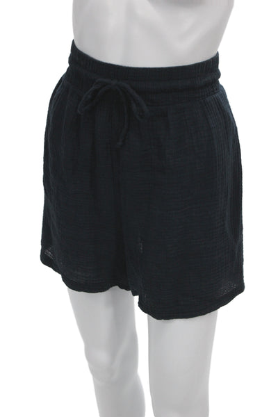 Stateside Unisex Cargo Shorts Black 100% Cotton Drawstring Beach Size M